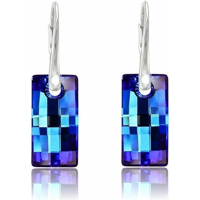 Swarovski Elements Urban krystal 20 mm Stříbrné náušnice visací modré obdélníky 31278.1