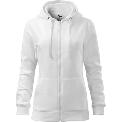 MALFINI Malfini trendy zipper 411 / Дамско яке тип кенгуру с цип по цялата дължина и качулка - бяло s (4110013)