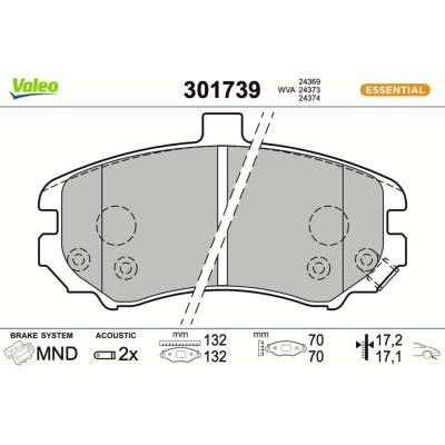 Sada brzdových platničiek kotúčovej brzdy VALEO 301739