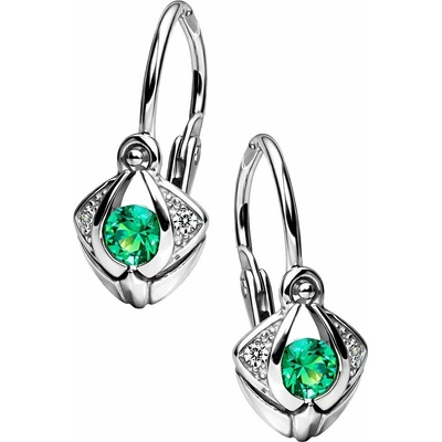 Zlaton Náušnice bílé zlato s kameny visací 1.4cm 1g O24022611469
