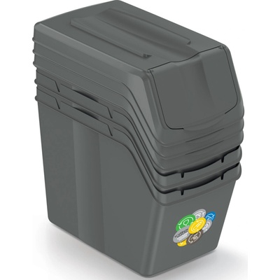 Prosperplast Sada 3 odpadkových košů SORTIBOX I šedý kámen 3 x 20 l