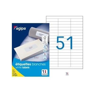 Etikety univerzálne 70x16,9mm Agipa A4 100 hárkov