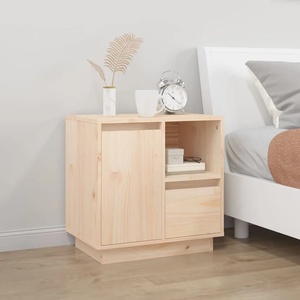 vidaXL Нощно шкафче, 50x34x50 см, борово дърво масив (814479)