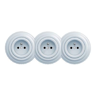 - Тройна ретро битова розетка с рамка 230V синя (KA0027A)