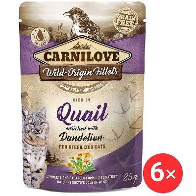 Carnilove Cat Pouch Rich in Quail Enriched with Dandelion for sterilized 6× 85 g