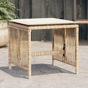 vidaXL Външни табуретки с възглавници 4 бр бежови 41x41x36см полиратан (365059)