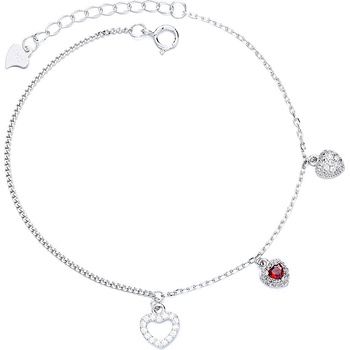 DELIS Сребърна гривна, jw670, модел "сърца", с родиево покритие (jw670)