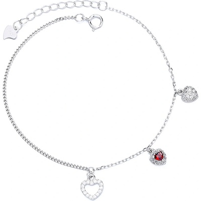 DELIS Сребърна гривна, jw670, модел "сърца", с родиево покритие (jw670)