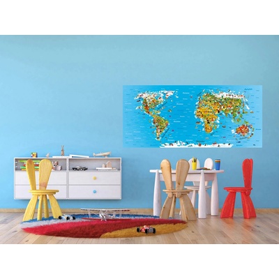 AG Design FTNH-2731 Dětská vliesová fototapeta Mapa světa rozměry 202 x 90 cm