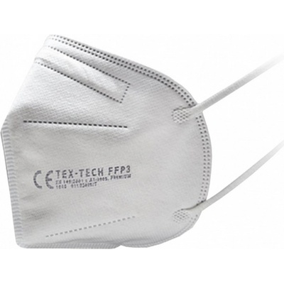 TEX-TECH FFP3 respirátor , bez výdychového ventilu biely 3 ks