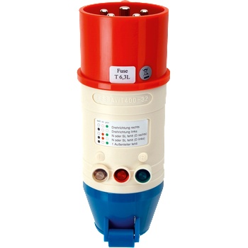 Testboy Тестер за контакт CEE 3P+N+E 32A CAT II 300Vac, последователност на фази, Testboy TV 432 - 4028532204037 (4028532204037)