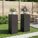 vidaXL Стойка за растения 2 pcs Черно 40 x 40 x 100 cm Стомана (8012559)