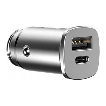 Image 1 of Baseus Зарядно устройство за кола Baseus, Бързо зареждане, QC4.0, PD 3.0, SCP, 30W, 5А, USB + USB-C, Сив (CCALL-AS0S)