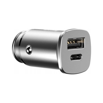Baseus Зарядно устройство за кола Baseus, Бързо зареждане, QC4.0, PD 3.0, SCP, 30W, 5А, USB + USB-C, Сив (CCALL-AS0S)