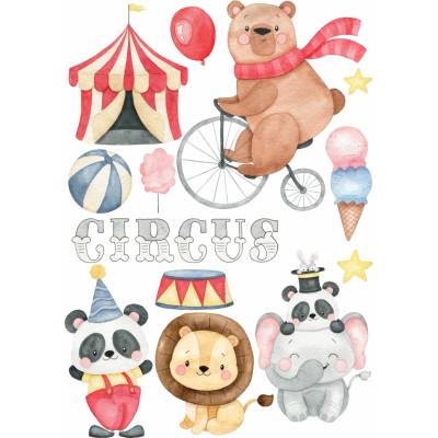 DTF transfer Cirkus /nažehľovačka Nálepka - výška: A5