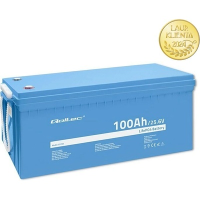 Qoltec LiFePO4 24V lithiová železná fosfátová baterie 25,6 V 100 Ah 2560 Wh BMS 53708