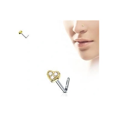Šperky4U zlacený piercing do nosu srdíčko N0088-GD