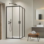 Radaway Квадратна душ кабина с плъзгащи се врати Radaway Alienta 80x80 см черно-прозрачна (10238080-54-01)