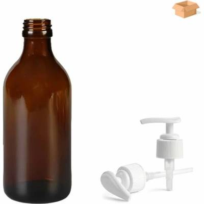 Luna Skleněná lékovka s bílou pumpičkou 250 ml 39 ks