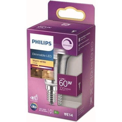 Philips 8718699774219 LED žiarovka 1x4,3W E14 320lm 2700K teplá biela, stmievateľná, Eyecomfort
