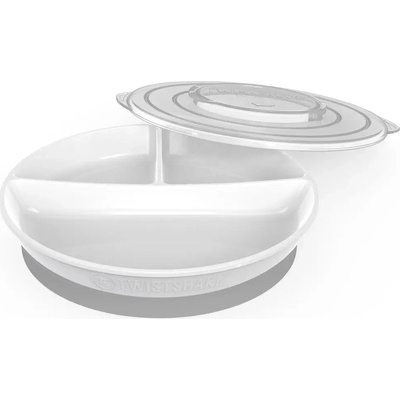 Twistshake Delený tanier 6+ m Biela 210 ml + 2 x 90 ml