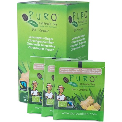 Puro čaj Fairtrade BIO Zelený s Citrónem Zázvorem 25 x 1,5 g
