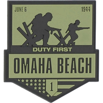 Gumová nášivka 101 Inc Omaha Beach Duty First - olivová-čierna