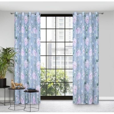 Dekoračný etamínový záves FLORA s kvetinovým motívom 140x250cm