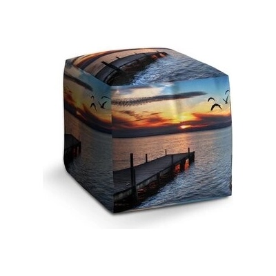 Sablio Taburet Cube Západ slunce nad molem: 40x40x40 cm