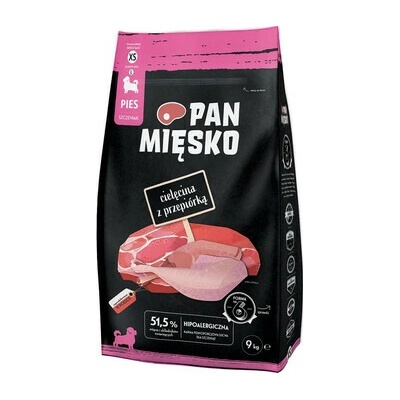 Pan Mięsko Chrumkavé teľacie mäso s prepelicou pre šteniatka XS 9 kg