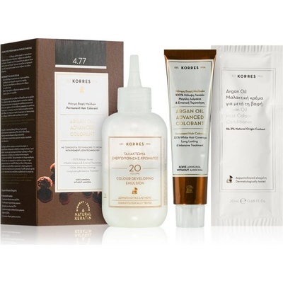 Korres Argan Oil permanentní barva na vlasy s arganovým olejem 4.77 Dark Choco 50 ml