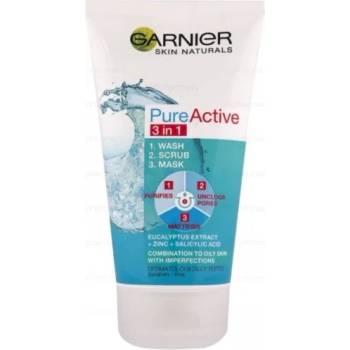 Garnier Skin Naturals Pure Active 3 in 1 Clay Combination to Oily Skin - Почистващ гел за лице 150мл