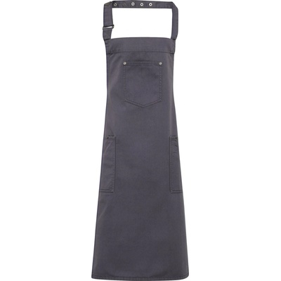 Premier Workwear Bavlněná dlouhá chino zástěra za krk PR132 Steel Pantone 6545 72x86cm