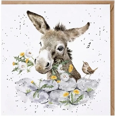 Přání Wrendale Designs "Fine and Dandy", 15x15 cm - Oslík