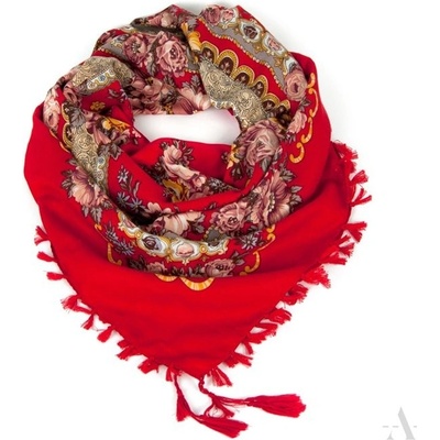 ArtOfPolo folková šatka s kvetmi červená