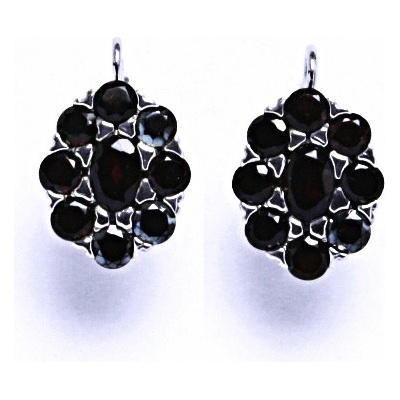 Čištín Zlaté naušnice, bílé i žluté zlato, přírodní granáty - VE 85