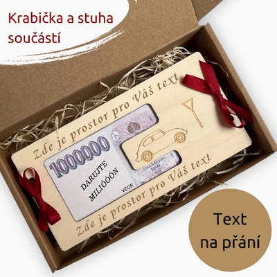 PanDatel Dřevěné pouzdro na peníze - MILION AUTOŠKOLA - Váš text