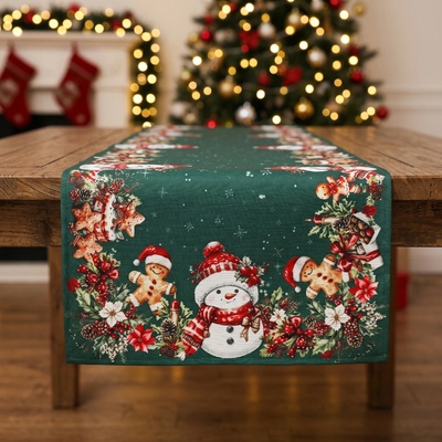 Decora Vánoční běhoun XMAS PARTY zelená 40x140 cm