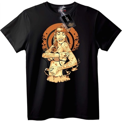 NOONEBRAND Тениска Татуирана Pin-Up момиче - XXS, White