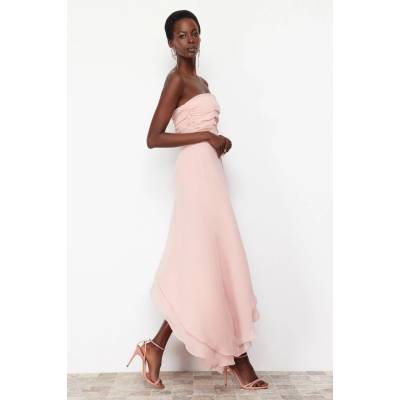 Trendyol Powder A-Cut Asymmetrical Lined Woven růžová