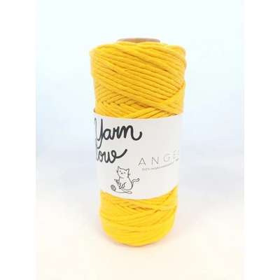 YarnMellow Macramé šňůry Angel 5mm Žlutá (Rozčesávací příze macramé YarnMellow Angel 5mm Žlutá. Je ze 100% recyklované bavlny a najdete ji u nás v mnoha odstínech.)