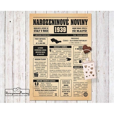 Narozeninové noviny 1939 - jednostranné