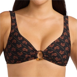 Seafolly Дамско бикини горнище Seafolly Women's Batik Bloom Multifit Ring Front Tank Bikini top - Black - размер 40 (EU) (150-6757-0114)