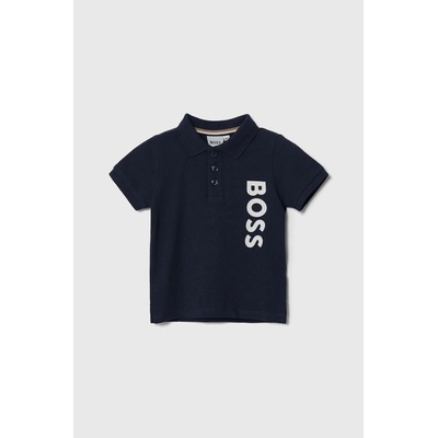 HUGO BOSS Бебешка памучна тениска с яка boss в тъмносиньо с принт (j50598.74.81)