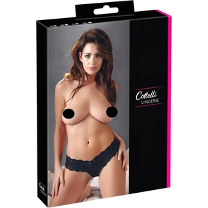 Cottelli Collection - дантелени прашки с перли - черни - L (23200611041)