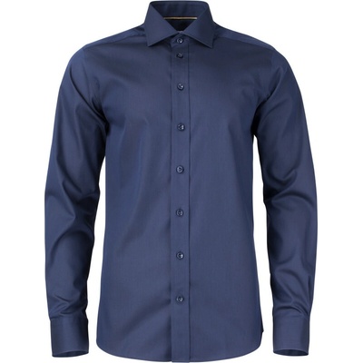 J. Harvest & Frost pánská keprová košile dlouhý rukáv slim YB 50 navy