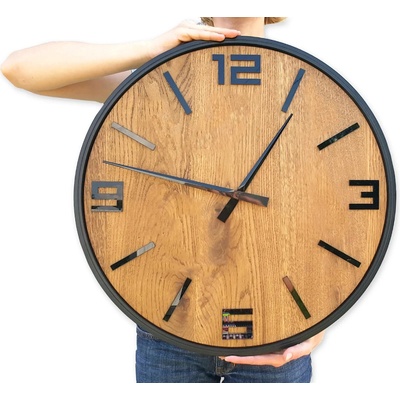 ModernClock Arabik 50 cm dub přírodní černé