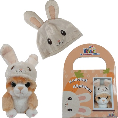 HEUNEC Комплект с плюшена играчка Heunec - Коте със заешка шапчица и детска шапка (512276)