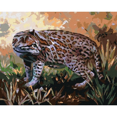 Zuty Malování Podle Čísel Ocelot V Trávě D. Rusty Rust 80 x 100 cm Plátno Rám