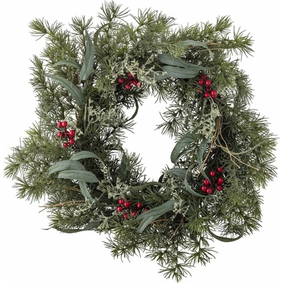 Bloomingville Věnec z umělé borovice Pine Ø 60 cm zelená barva plast – Zboží Dáma